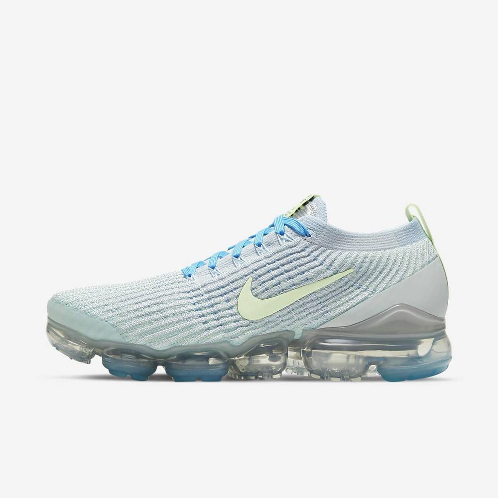 Sneakers Nike Air VaporMax Flyknit 3 Platine 8732-594 Pure Platinum/Baltic Blue/Metallic Silver/Barely Volt Femme | CIS-19845209